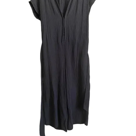 Black Cotton Wide Leg Jumper Jumpsuit Size Medium - Picture 5 of 9